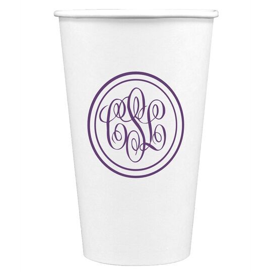 Double Circle Monogram Paper Coffee Cups